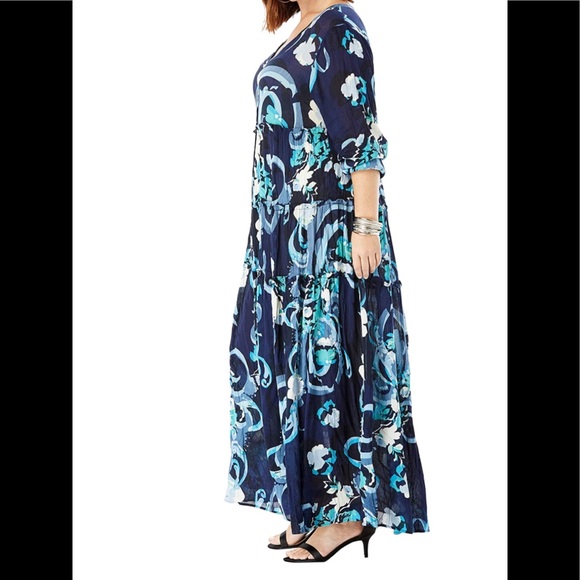 Roaman’s NWT Tiered Crinkle Maxi Dress, 12W - Picture 4 of 11